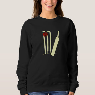 Cricket Bat, Ball, Stumps Bowled Out Cricketer Fan Sweatshirt