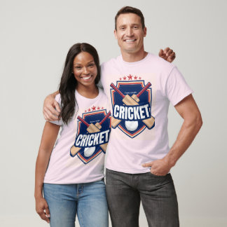 Cricket Bats with ball and written text T-Shirt