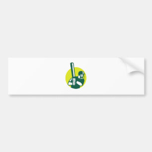 Cricket Batsman Batting Icon Retro Bumper Sticker