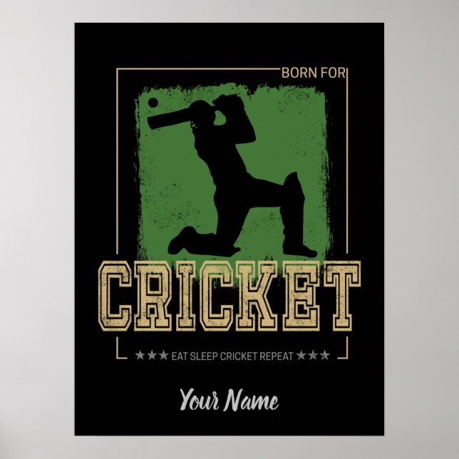 Cricket Batsman Born for Game Player and Coach Poster (Front)