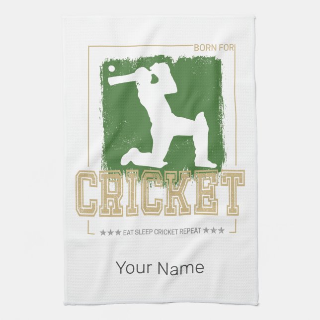 Cricket Batsman Vintage Pitcher Player Coach Kitchen Towel (Vertical)