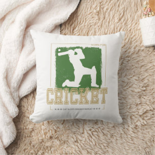 Cricket Batsman Vintage Pitcher Player Coach Throw Pillow