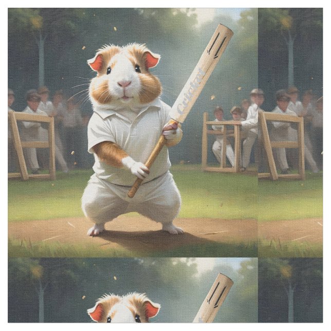Cricket Craze: The Guinea Pigs Big Match Fabric (Close Up)