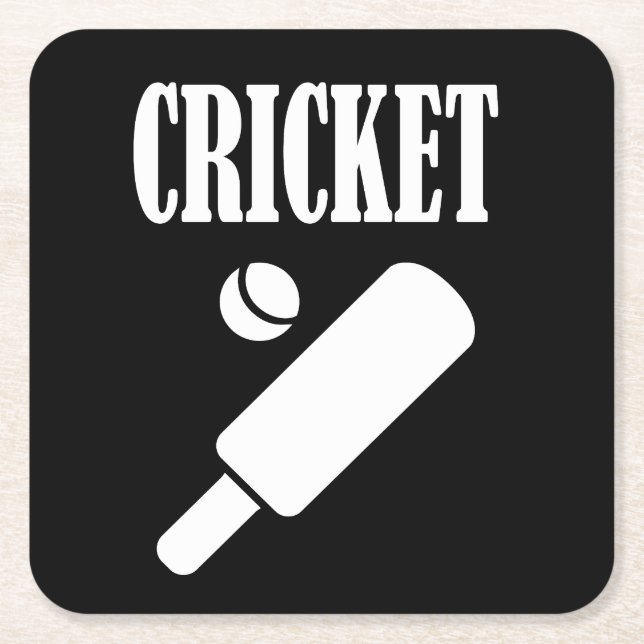 Cricket Cusomize Personalize Name, Number or Team Square Paper Coaster (Front)