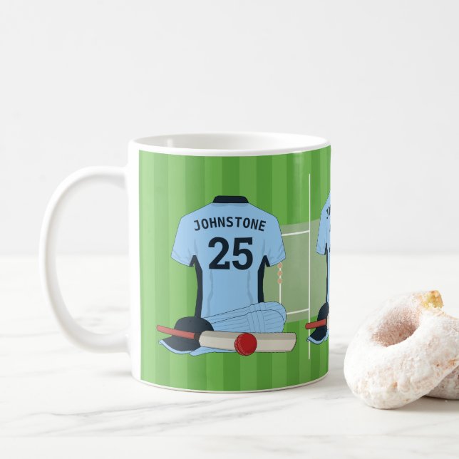 Cricket (dark blue and light ) fan/player coffee mug (With Donut)