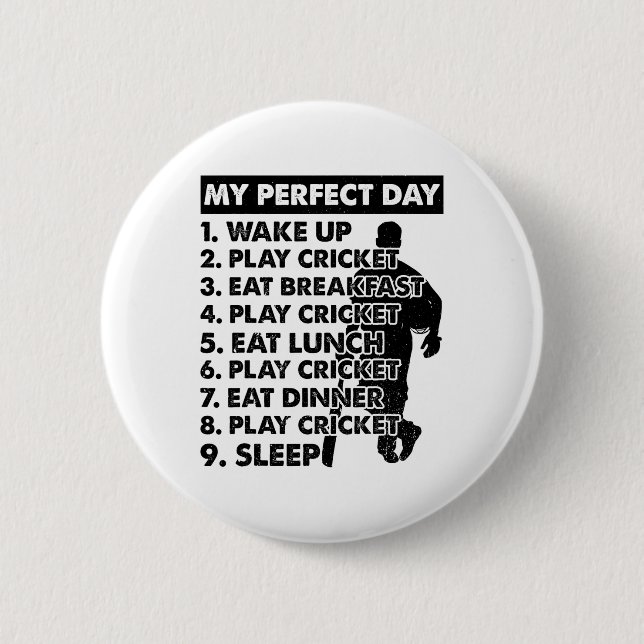 Cricket Day Plan Cricket Player  2 Inch Round Button (Front)