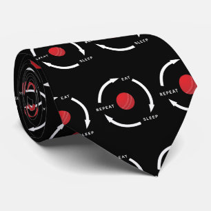 Cricket Eat Sleep Repeat Sports Fan Saying Tie
