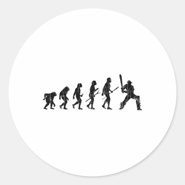 Cricket Evolution Funny Graphic For Player  Classic Round Sticker (Front)