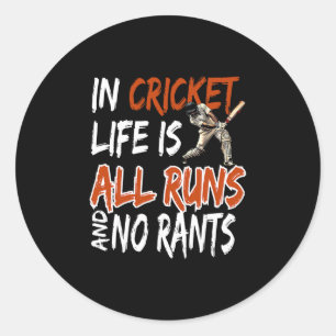 Cricket Fan Apparel Pionate Cricket Player Cricket Classic Round Sticker