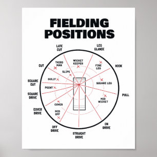 Cricket Fielding Positions Shirt Fielder Cricket  Poster