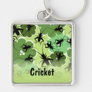 Cricket Floral Pattern Green + Black Keychain