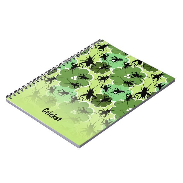 Cricket Floral Pattern Green + Black Notebook (Left Side)