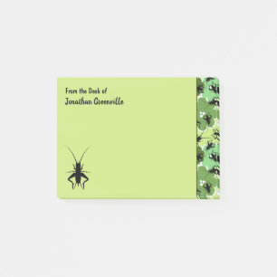 Cricket Floral Pattern Green Black Personalized Post-it Notes