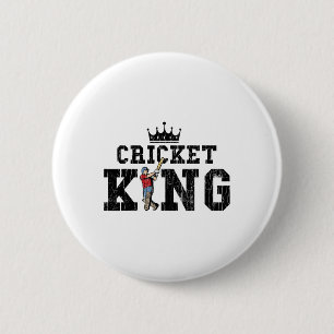 Cricket Funny King Graphic For Player 2 Inch Round Button