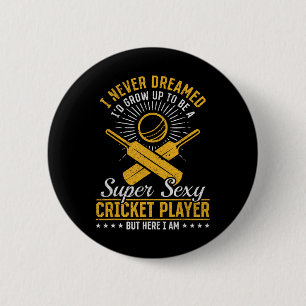 Cricket Game Cricketing - Super Y Cricket Player  2 Inch Round Button