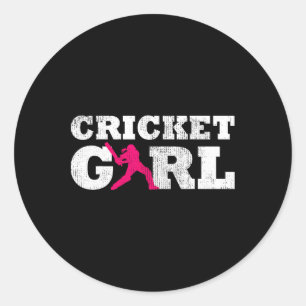 Cricket Girl Player Silhouette Sport Gift Classic Round Sticker