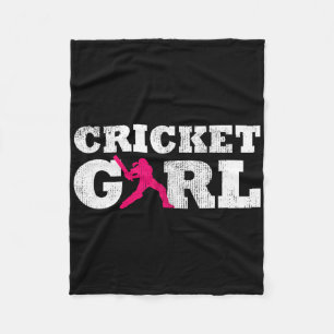 Cricket Girl Player Silhouette Sport Gift  Fleece Blanket