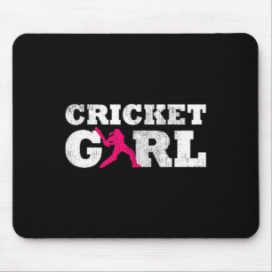 Cricket Girl Player Silhouette Sport Gift Mouse Pad
