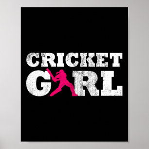 Cricket Girl Player Silhouette Sport Gift  Poster
