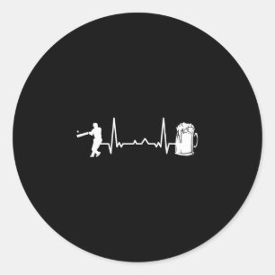 Cricket - Heartbeat Ekg Cricketer Tsman Cricket  Classic Round Sticker