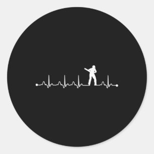 Cricket Heartbeat Ekg Pulse For Cricket Player  Classic Round Sticker