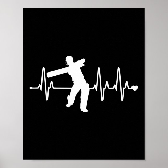 Cricket Heartbeat - Funny Cricketer  Poster (Front)