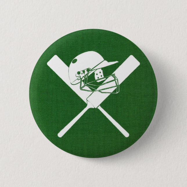 Cricket Helmet and Bats ,  2 Inch Round Button (Front)