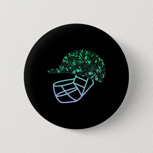 Cricket Helmet For Cricketer Boys Cricket  2 Inch Round Button (Front)
