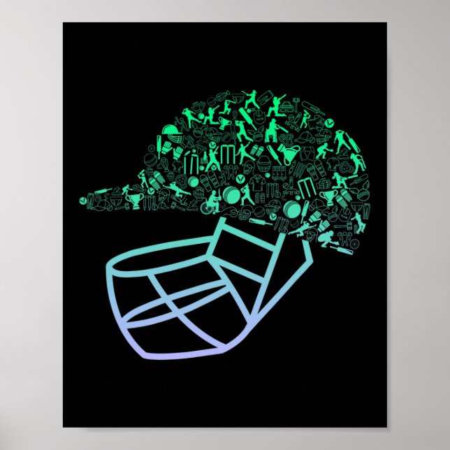 Cricket Helmet For Cricketer Boys Cricket  Poster (Front)
