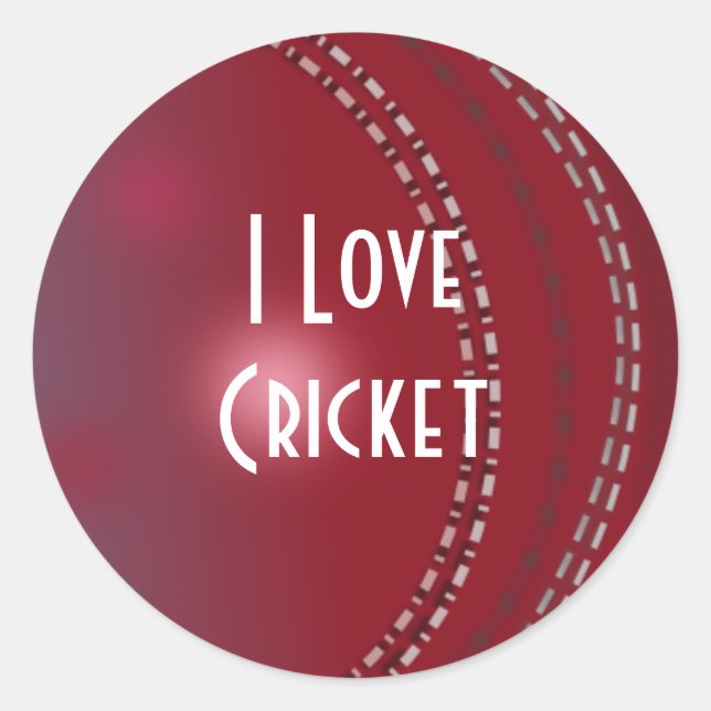 Cricket: "I Love Cricket" Classic Round Sticker (Front)