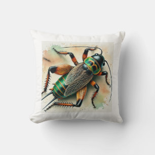 Cricket in Nature 300824IREF248 - Watercolor Throw Pillow