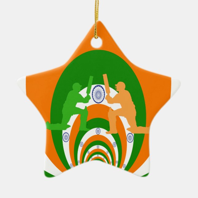Cricket India Ceramic Ornament (Front)