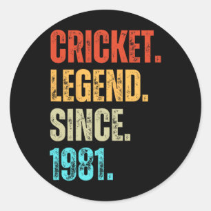 Cricket Legend Since 1981 Retro Birthday Classic Round Sticker