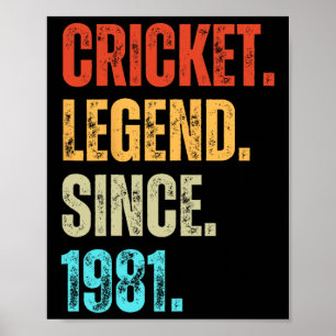 Cricket Legend Since 1981 Retro Birthday  Poster