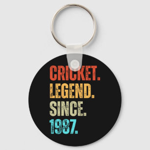 Cricket Legend Since 1987 Retro Birthday Keychain