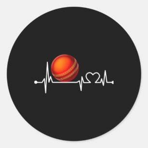 Cricket Ll Heartbeat Funny For Sports Cool Love Gi Classic Round Sticker