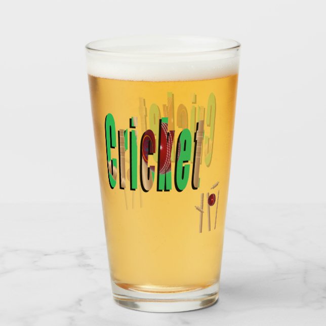 Cricket Logo And Stumps, Glass (Front Filled)
