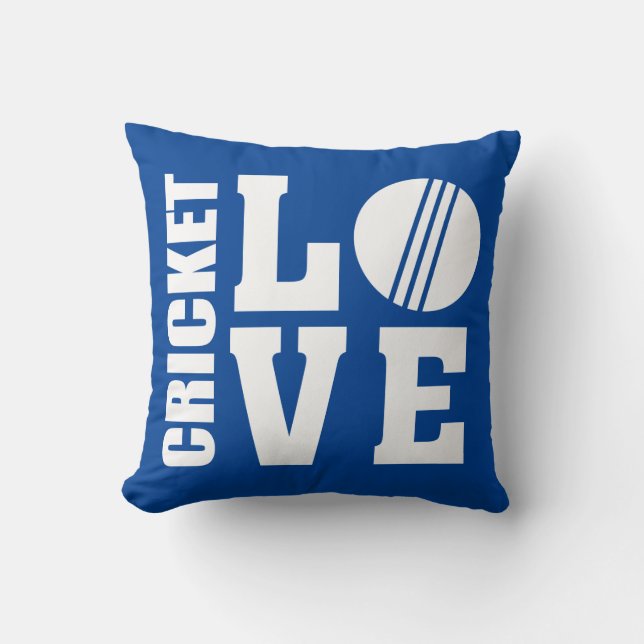 Cricket Love Blue Throw Pillow (Front)