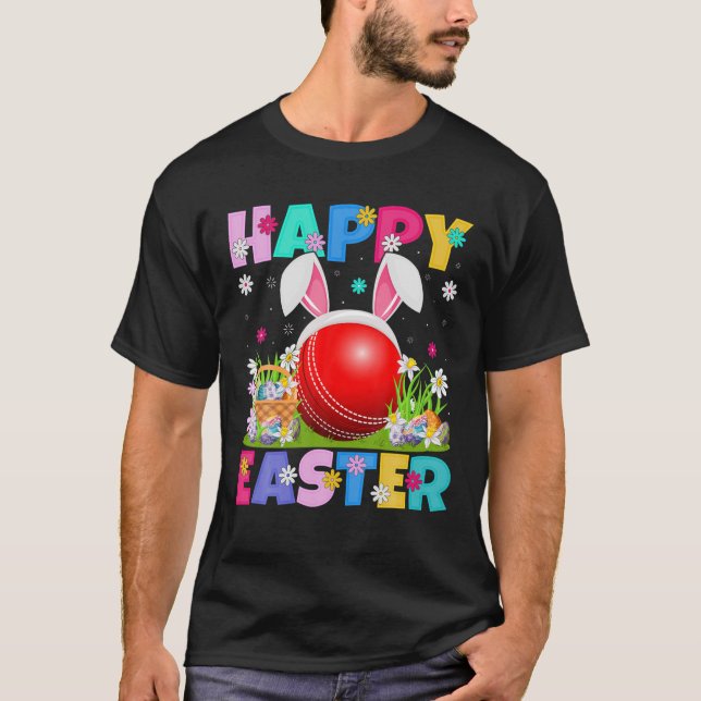 Cricket Lover Happy Easter Bunny Cricket Easter Su T-Shirt (Front)