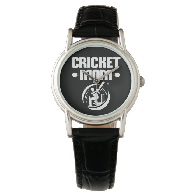 Cricket Mom Cricketer Son Cricket Lover Mother Watch (Front)