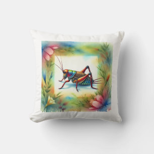 Cricket Painting 300724AREF116 - Watercolor Throw Pillow