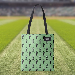 Cricket Pattern - Player Batting - your initials T Tote Bag