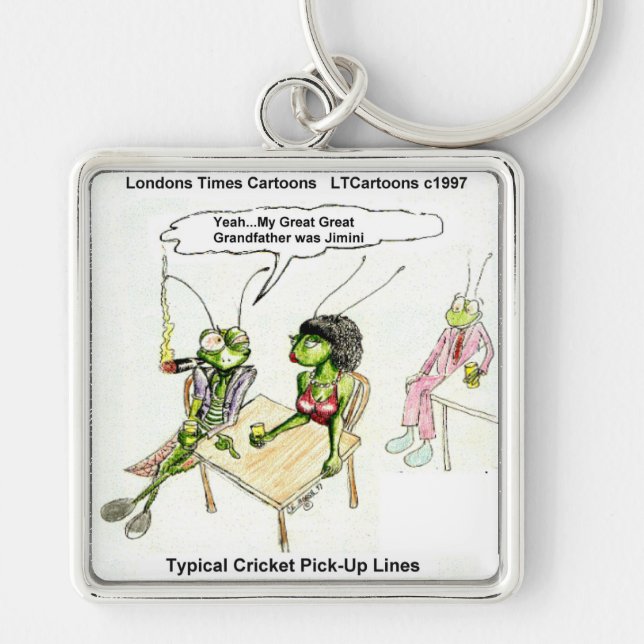 Cricket Pick-Up Lines Funny Keychain (Front)