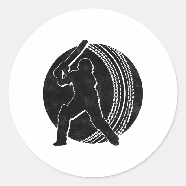 Cricket Player 11  Classic Round Sticker (Front)