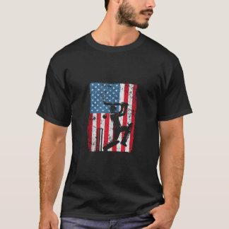 Cricket Player American Flag Player Coach 4th Of J T-Shirt