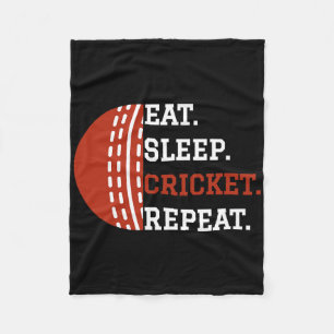 Cricket Player Apparel Eat Sleep Cricket Repeat Fleece Blanket