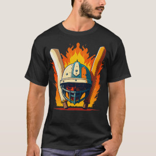 Cricket Player Bat And Helmet T-Shirt