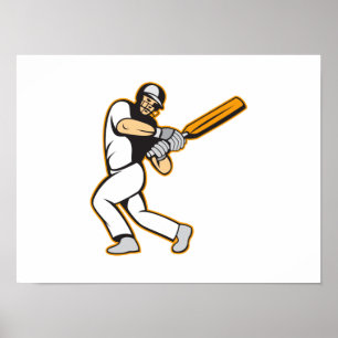 Cricket Player Batsman Batting Poster