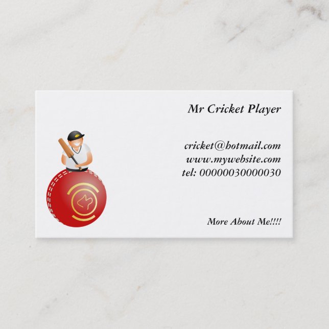 Cricket Player Business Card (Front)
