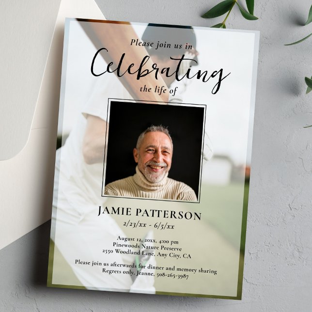 Cricket Player Celebration of Life Photo Funeral Invitation (Creator Uploaded)